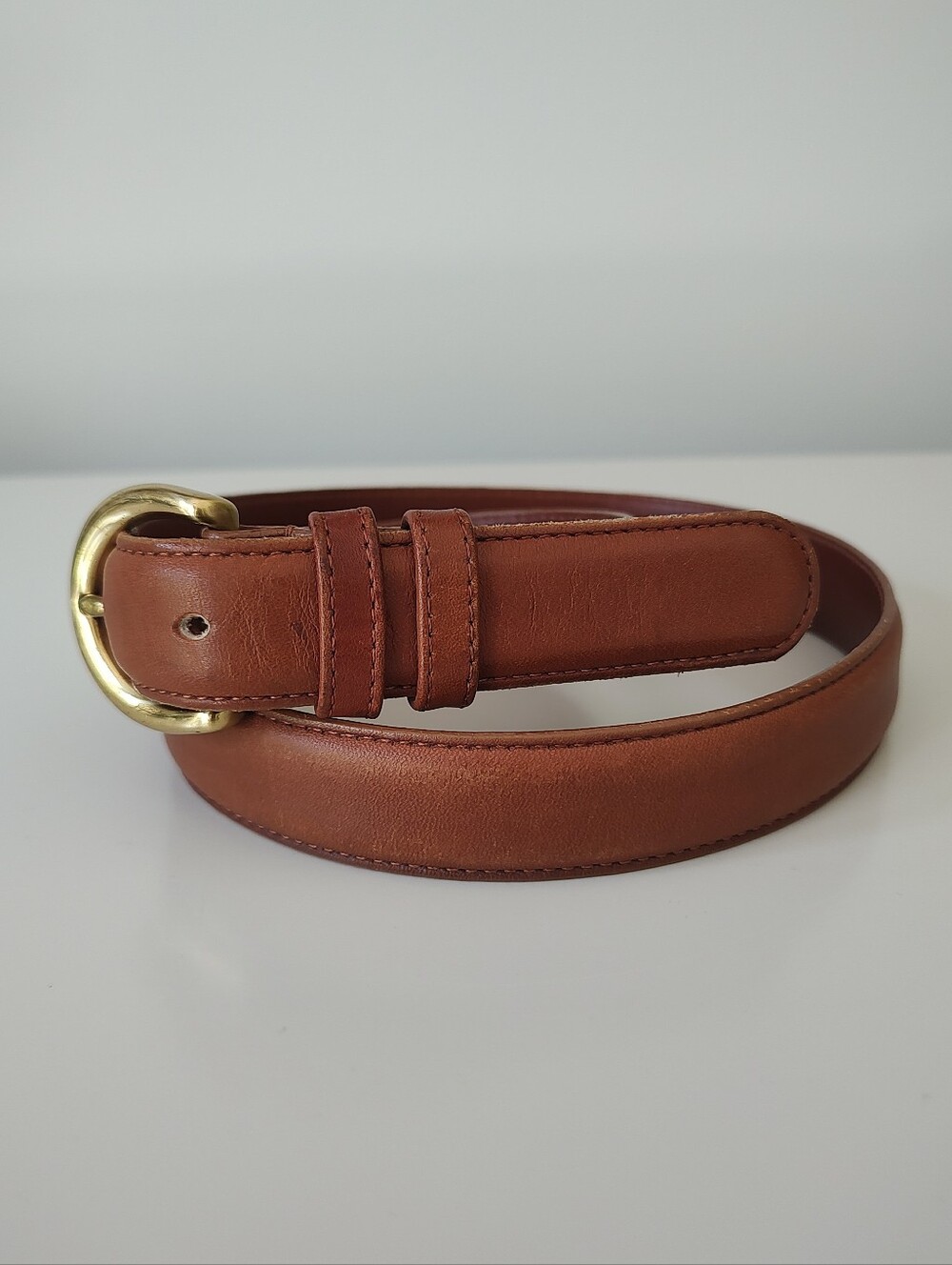 Coach Vtg Women's Genuine Glove Leather Brass Buckle British Tan Belt USA Medium